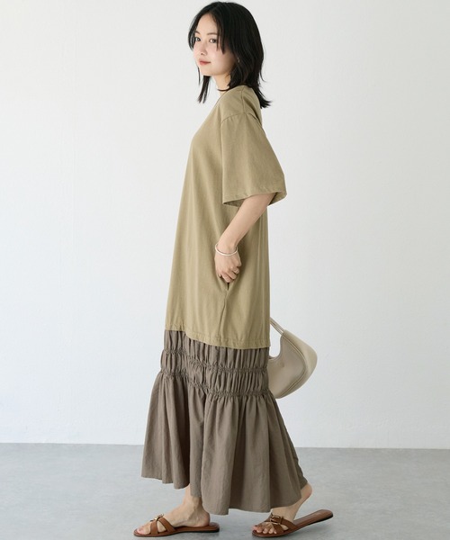 LAVEANGE（ラビアンジェ）の「レイヤード天竺ワンピース（ワンピース・レディース・ベージュ/ネイビー/ブラック・M/LL/3L/4L/5L）」の15枚目の写真
