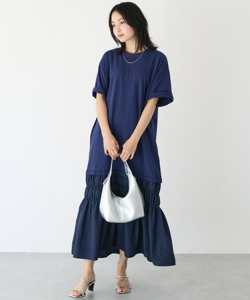 LAVEANGE（ラビアンジェ）の「レイヤード天竺ワンピース（ワンピース・レディース・ベージュ/ネイビー/ブラック・M/LL/3L/4L/5L）」の19枚目の写真