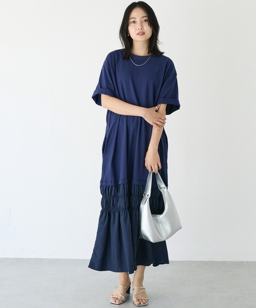 LAVEANGE（ラビアンジェ）の「レイヤード天竺ワンピース（ワンピース・レディース・ベージュ/ネイビー/ブラック・M/LL/3L/4L/5L）」の21枚目の写真