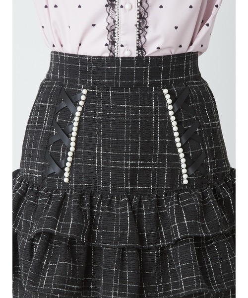Ank Rouge(アンクルージュ)の「スピンドルティアードツイードスカパン(スカート・レディース・グレー/ブラック/ホワイト・M)」の6枚目の写真