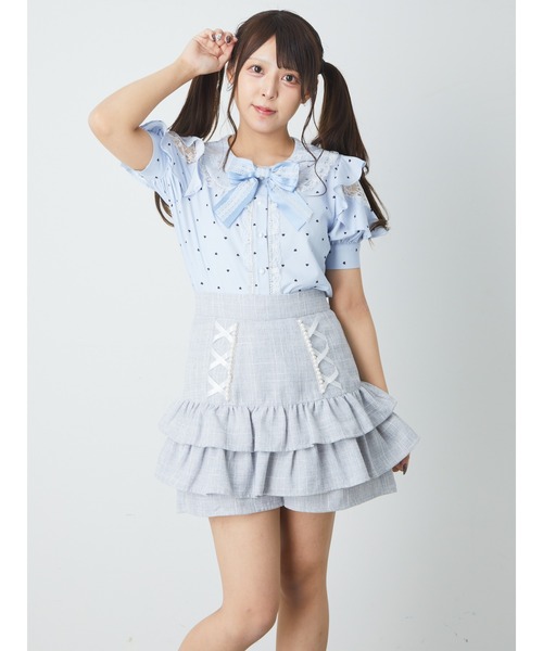 Ank Rouge(アンクルージュ)の「スピンドルティアードツイードスカパン(スカート・レディース・グレー/ブラック/ホワイト・M)」の16枚目の写真