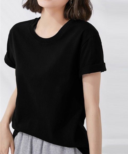 Miniministore(ミニミニストア)の「tシャツ レディース 半袖 無地ロングT(Tシャツ/カットソー・レディース・ブルー/ブラック/ロイヤルブルー/ラベンダー/ベージュ/レッド/ピンク/オレンジ/イエロー/ホワイト/ダークグリーン/ブラウン・FREE)」の16枚目の写真
