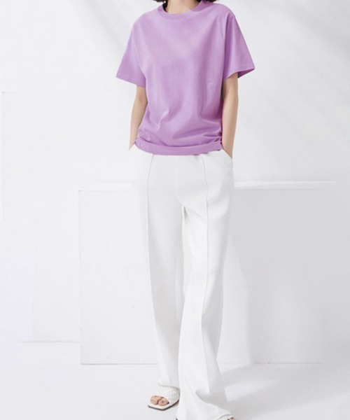 Miniministore(ミニミニストア)の「tシャツ レディース 半袖 無地ロングT(Tシャツ/カットソー・レディース・ブルー/ブラック/ロイヤルブルー/ラベンダー/ベージュ/レッド/ピンク/オレンジ/イエロー/ホワイト/ダークグリーン/ブラウン・FREE)」の18枚目の写真