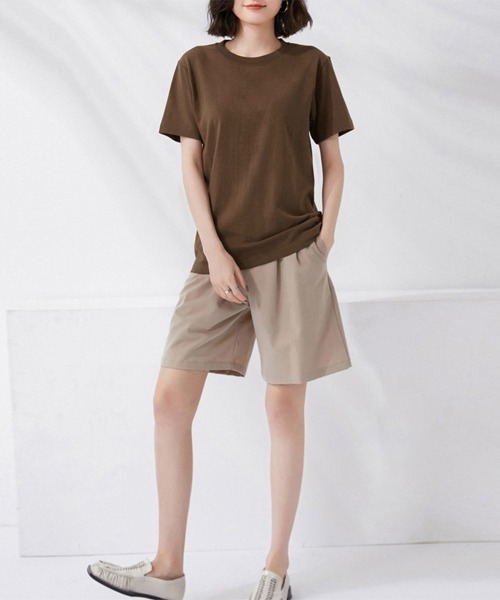 Miniministore(ミニミニストア)の「tシャツ レディース 半袖 無地ロングT(Tシャツ/カットソー・レディース・ブルー/ブラック/ロイヤルブルー/ラベンダー/ベージュ/レッド/ピンク/オレンジ/イエロー/ホワイト/ダークグリーン/ブラウン・FREE)」の20枚目の写真