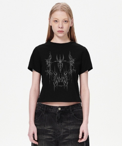 MAHAGRID(マハグリッド)の「『mahagrid/マハグリッド』 TATTOO CROP TEE/タトゥークロップ Tシャツ(Tシャツ/カットソー・レディース・ホワイト/ブラック・FREE)」の19枚目の写真
