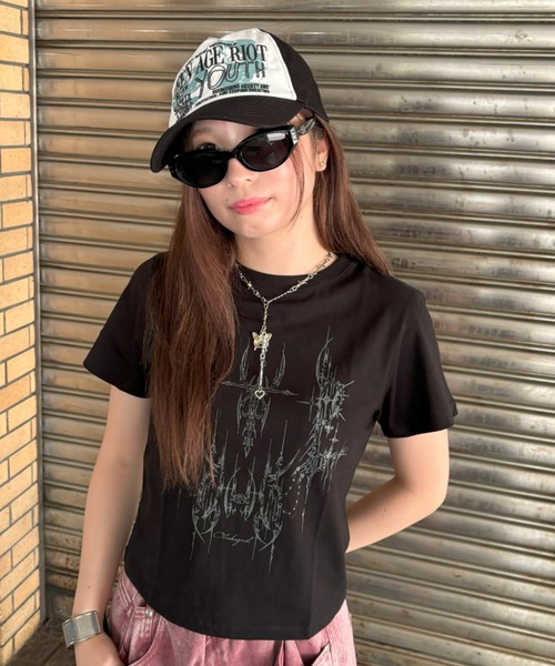 MAHAGRID(マハグリッド)の「『mahagrid/マハグリッド』 TATTOO CROP TEE/タトゥークロップ Tシャツ(Tシャツ/カットソー・レディース・ホワイト/ブラック・FREE)」の15枚目の写真
