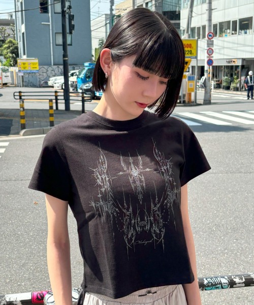MAHAGRID(マハグリッド)の「『mahagrid/マハグリッド』 TATTOO CROP TEE/タトゥークロップ Tシャツ(Tシャツ/カットソー・レディース・ホワイト/ブラック・FREE)」の17枚目の写真