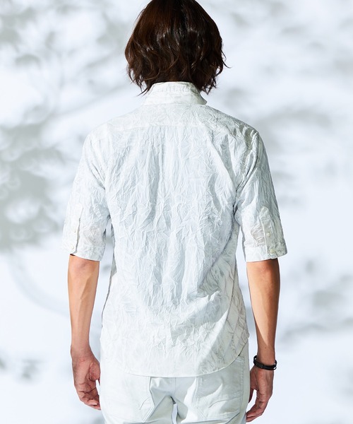 HIDEAWAYS NICOLE（ハイダウェイニコル）の「カラープリーツ５分袖シャツ（シャツ/ブラウス・メンズ・オレンジ/ネイビー/ピンク/ライトグレー・X-LARGE/LARGE/MEDIUM）」の9枚目の写真