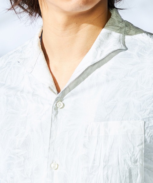 HIDEAWAYS NICOLE（ハイダウェイニコル）の「カラープリーツ５分袖シャツ（シャツ/ブラウス・メンズ・オレンジ/ネイビー/ピンク/ライトグレー・X-LARGE/LARGE/MEDIUM）」の12枚目の写真