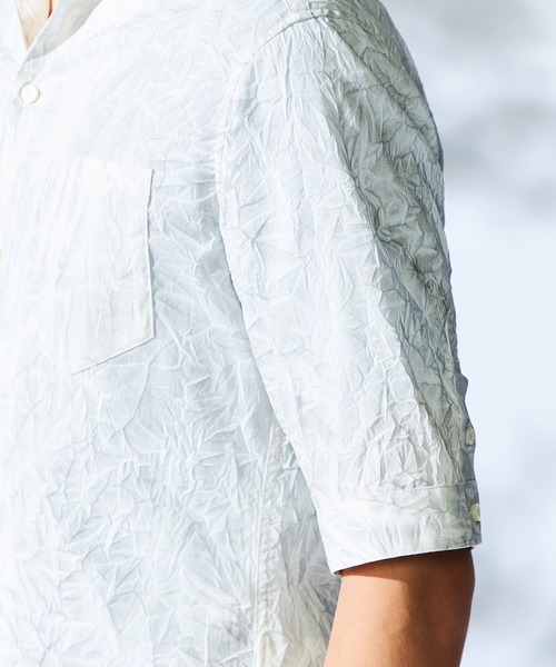 HIDEAWAYS NICOLE（ハイダウェイニコル）の「カラープリーツ５分袖シャツ（シャツ/ブラウス・メンズ・オレンジ/ネイビー/ピンク/ライトグレー・X-LARGE/LARGE/MEDIUM）」の14枚目の写真