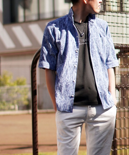 HIDEAWAYS NICOLE（ハイダウェイニコル）の「カラープリーツ５分袖シャツ（シャツ/ブラウス・メンズ・オレンジ/ネイビー/ピンク/ライトグレー・X-LARGE/LARGE/MEDIUM）」の22枚目の写真