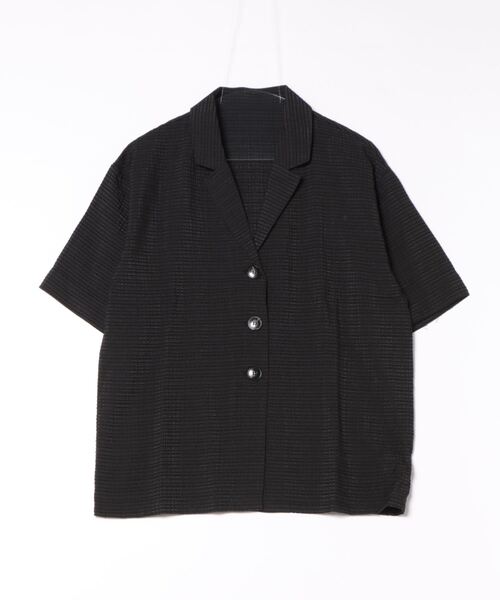 Miscere（ミスケーレ）の「☆　シアーチェック柄オープンカラーシャツ　345054（シャツ/ブラウス・レディース・アイボリー/ブラック・FREE）」の2枚目の写真
