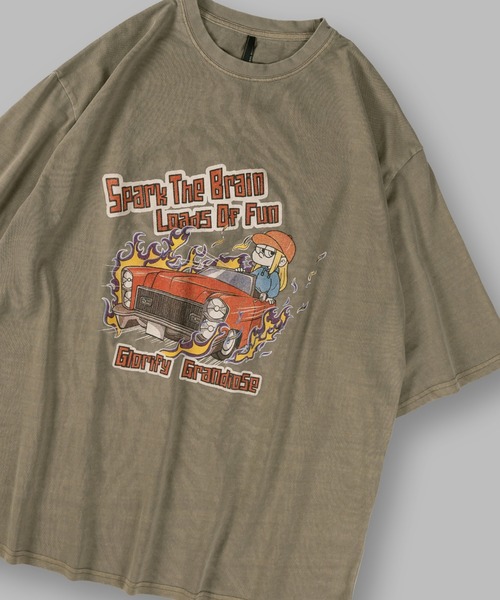 SlashDate(スラッシュデイト)の「ピグメント加工ヴィンテージTシャツ/オーバーサイズ(Tシャツ/カットソー・メンズ・ブラウン/ブラウン系その他2/ブラック系その他/ブラック/ブラウン系その他/ブラック系その他2・M/L/XL)」の4枚目の写真