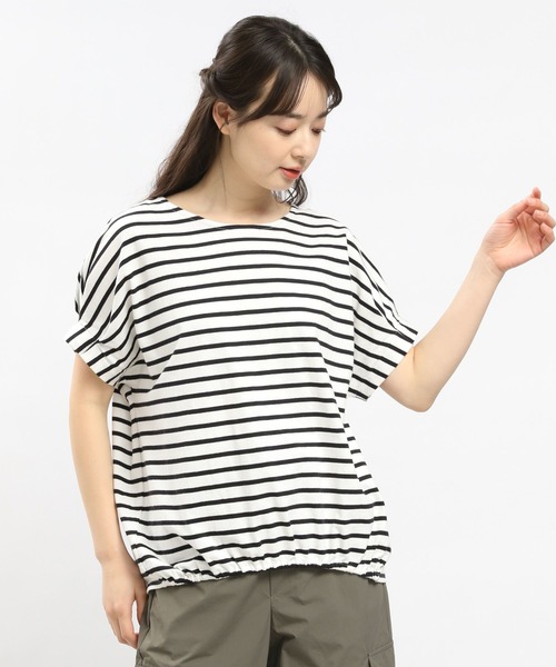 GLOBAL WORK Smile Seed Store（グローバルワーク スマイルシードストア）の「コットンバルーンシルエットＴシャツ/984097（Tシャツ/カットソー・レディース・グレイッシュベージュ/ブラック/グレー/オフホワイト・LARGE/SMALL/MEDIUM/X-LARGE）」の3枚目の写真
