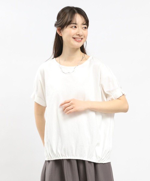 GLOBAL WORK Smile Seed Store（グローバルワーク スマイルシードストア）の「コットンバルーンシルエットＴシャツ/984097（Tシャツ/カットソー・レディース・グレイッシュベージュ/ブラック/グレー/オフホワイト・LARGE/SMALL/MEDIUM/X-LARGE）」の2枚目の写真