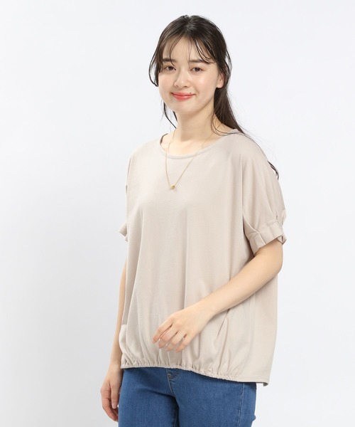 GLOBAL WORK Smile Seed Store（グローバルワーク スマイルシードストア）の「コットンバルーンシルエットＴシャツ/984097（Tシャツ/カットソー・レディース・グレイッシュベージュ/ブラック/グレー/オフホワイト・LARGE/SMALL/MEDIUM/X-LARGE）」の4枚目の写真