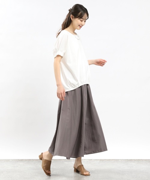 GLOBAL WORK Smile Seed Store（グローバルワーク スマイルシードストア）の「コットンバルーンシルエットＴシャツ/984097（Tシャツ/カットソー・レディース・グレイッシュベージュ/ブラック/グレー/オフホワイト・LARGE/SMALL/MEDIUM/X-LARGE）」の21枚目の写真