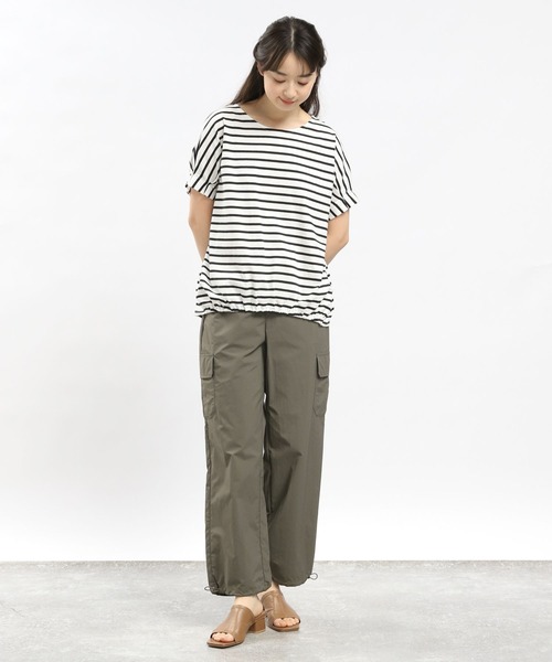 GLOBAL WORK Smile Seed Store（グローバルワーク スマイルシードストア）の「コットンバルーンシルエットＴシャツ/984097（Tシャツ/カットソー・レディース・グレイッシュベージュ/ブラック/グレー/オフホワイト・LARGE/SMALL/MEDIUM/X-LARGE）」の11枚目の写真