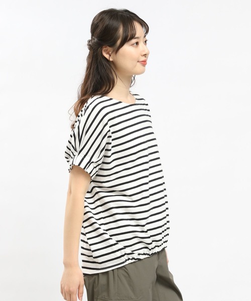GLOBAL WORK Smile Seed Store（グローバルワーク スマイルシードストア）の「コットンバルーンシルエットＴシャツ/984097（Tシャツ/カットソー・レディース・グレイッシュベージュ/ブラック/グレー/オフホワイト・LARGE/SMALL/MEDIUM/X-LARGE）」の5枚目の写真