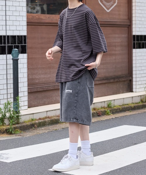 THRASHER(スラッシャー)の「【THRASHER】カツラギ・デニムイージーハーフパンツ 017160(デニムパンツ・メンズ・ブラック/ベージュ/ブラック系その他2/オフホワイト・M/L/LL/S)」の21枚目の写真