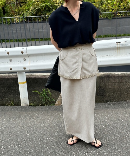select MOCA(セレクトモカ)の「リネンライク3wayスカート(スカート・レディース・ブラック/ライトベージュ・MEDIUM/LARGE)」の21枚目の写真
