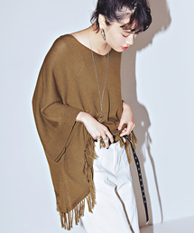 WEGO | WEGO/ フリンジVネックポンチョ(ニット/セーター)