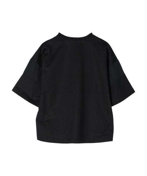 異素材ブロッキングプルオーバーカットソー セール！】異素材切り替えタックドロストプルオーバー