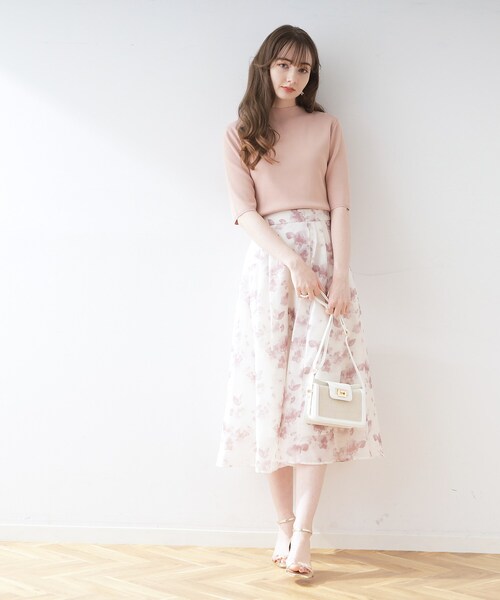 couture brooch（クチュールブローチ）の「◆バックパール調デザイン5分袖ニットトップス（ニット/セーター・レディース・ブラック/レッド系1/ピンク/オフホワイト/パープル・42/40/38）」の20枚目の写真