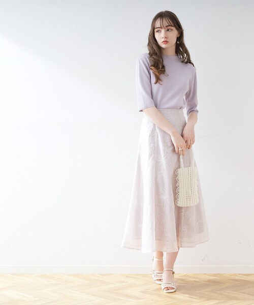 couture brooch（クチュールブローチ）の「◆バックパール調デザイン5分袖ニットトップス（ニット/セーター・レディース・ブラック/レッド系1/ピンク/オフホワイト/パープル・42/40/38）」の15枚目の写真