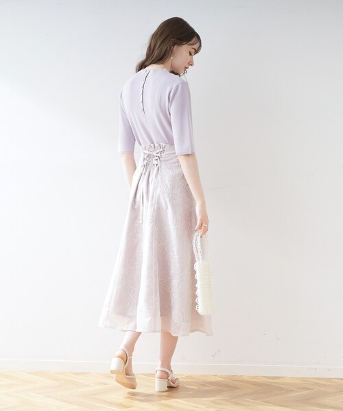 couture brooch（クチュールブローチ）の「◆バックパール調デザイン5分袖ニットトップス（ニット/セーター・レディース・ブラック/レッド系1/ピンク/オフホワイト/パープル・42/40/38）」の17枚目の写真