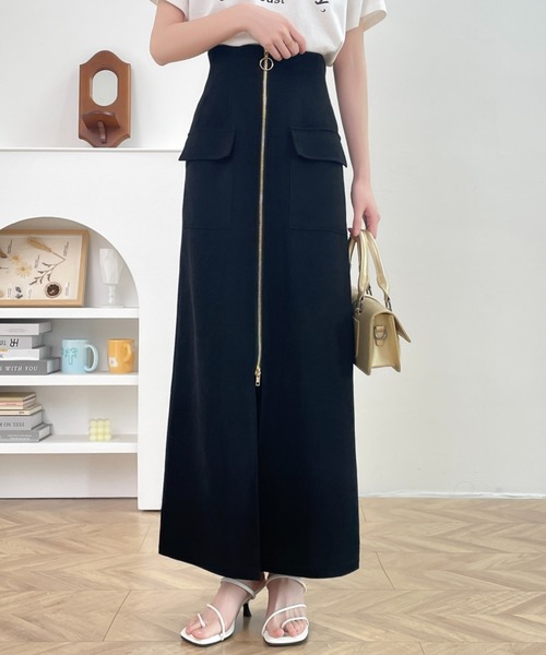 ABITOKYO(アビトーキョー)の「センタージップアップハイウエストタイトスカート(スカート・レディース・チャコールグレー/ブラック/ベージュ・S/M)」の2枚目の写真