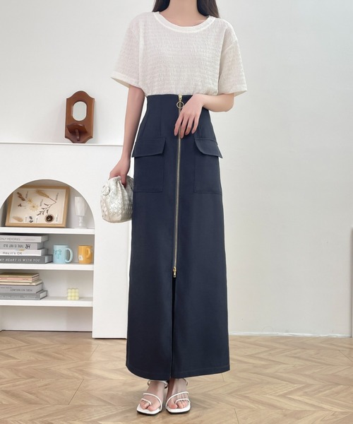 CELINE 黒 タイトロングスカート