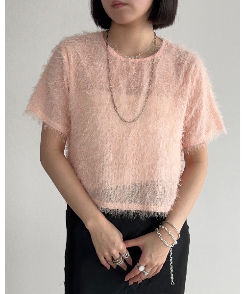 leimn(レイムン)の「シアーフリンジTシャツ(Tシャツ/カットソー・レディース・ホワイト/オレンジ・FREE)」の2枚目の写真