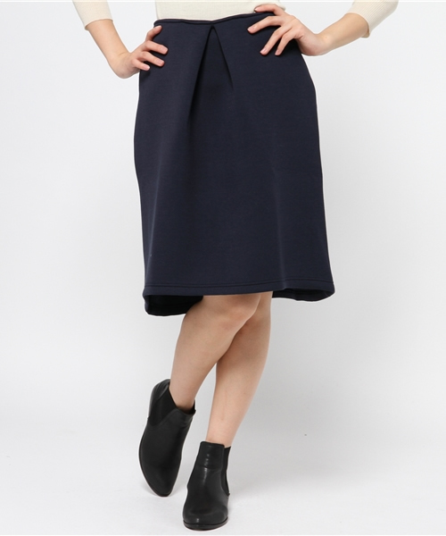 koe（コエ）の「フロントボックスタックミモレ丈スカート（スカート・レディース・ネイビー/杢グレー・SMALL/MEDIUM/LARGE）」の2枚目の写真