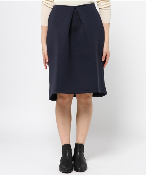 koe（コエ）の「フロントボックスタックミモレ丈スカート（スカート・レディース・ネイビー/杢グレー・SMALL/MEDIUM/LARGE）」の3枚目の写真