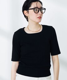 NOLLEY’S | コンパクトベアテレコスクエアネック5分袖プルオーバーカットソー(Tシャツ/カットソー)