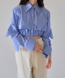 【ZOZO限定】スクラップ クロップド ストライプ シャツ パステルカラー