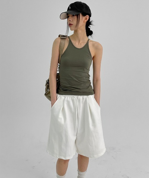 BLACKUP（ブラックアップ）の「[MADE] ディキデンバミューダオーバーフィットバンディングパンツ（スウェットパンツ・レディース・ホワイト/グレー・FREE）」の19枚目の写真