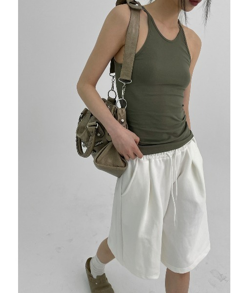 BLACKUP（ブラックアップ）の「[MADE] ディキデンバミューダオーバーフィットバンディングパンツ（スウェットパンツ・レディース・ホワイト/グレー・FREE）」の16枚目の写真