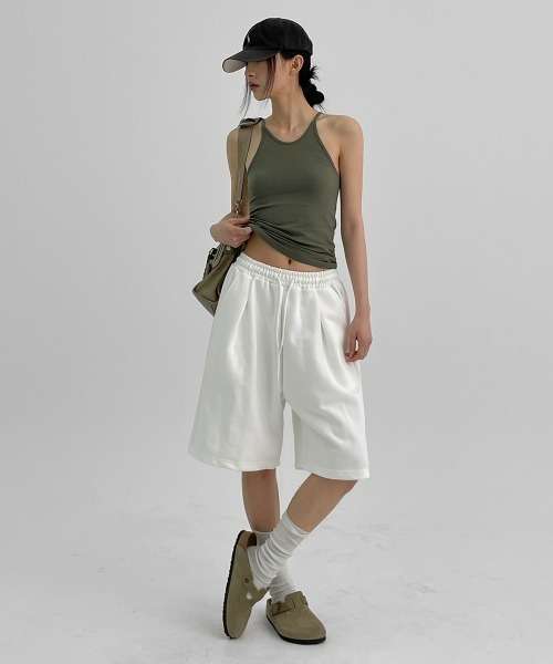 BLACKUP（ブラックアップ）の「[MADE] ディキデンバミューダオーバーフィットバンディングパンツ（スウェットパンツ・レディース・ホワイト/グレー・FREE）」の18枚目の写真