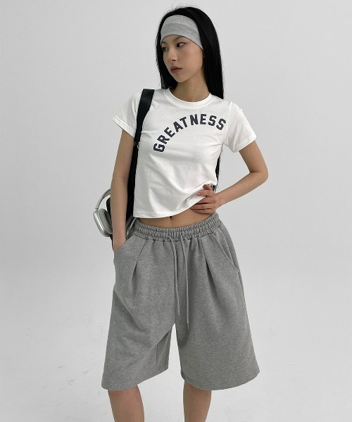 BLACKUP（ブラックアップ）の「[MADE] ディキデンバミューダオーバーフィットバンディングパンツ（スウェットパンツ・レディース・ホワイト/グレー・FREE）」の10枚目の写真