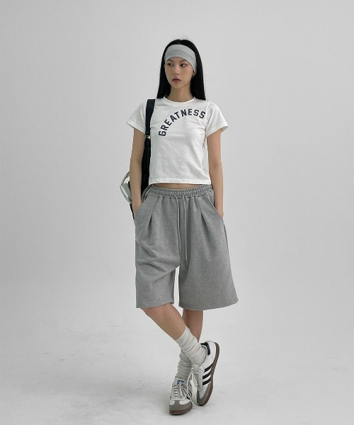 BLACKUP（ブラックアップ）の「[MADE] ディキデンバミューダオーバーフィットバンディングパンツ（スウェットパンツ・レディース・ホワイト/グレー・FREE）」の9枚目の写真