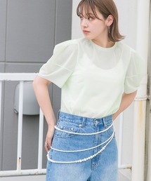 KBF | ショルダータックメッシュトップス(Tシャツ/カットソー)