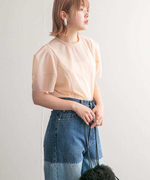 KBF（ケイビーエフ）の「ショルダータックメッシュトップス（Tシャツ/カットソー・レディース・ベージュ系その他/グリーン系その他/ブルー系その他・ONE）」の6枚目の写真