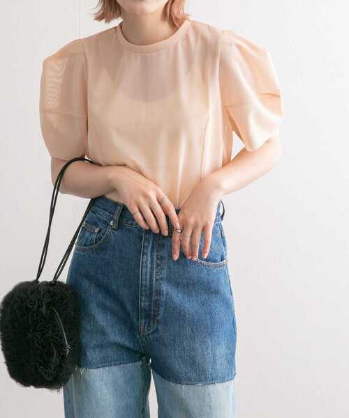 KBF（ケイビーエフ）の「ショルダータックメッシュトップス（Tシャツ/カットソー・レディース・ベージュ系その他/グリーン系その他/ブルー系その他・ONE）」の8枚目の写真