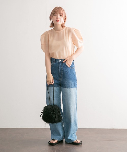 KBF（ケイビーエフ）の「ショルダータックメッシュトップス（Tシャツ/カットソー・レディース・ベージュ系その他/グリーン系その他/ブルー系その他・ONE）」の10枚目の写真