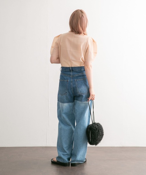 KBF（ケイビーエフ）の「ショルダータックメッシュトップス（Tシャツ/カットソー・レディース・ベージュ系その他/グリーン系その他/ブルー系その他・ONE）」の12枚目の写真