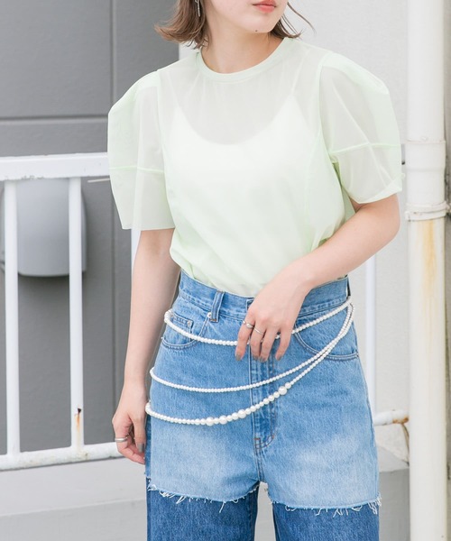 KBF（ケイビーエフ）の「ショルダータックメッシュトップス（Tシャツ/カットソー・レディース・ベージュ系その他/グリーン系その他/ブルー系その他・ONE）」の13枚目の写真