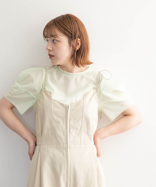 KBF（ケイビーエフ）の「ショルダータックメッシュトップス（Tシャツ/カットソー・レディース・ベージュ系その他/グリーン系その他/ブルー系その他・ONE）」の16枚目の写真