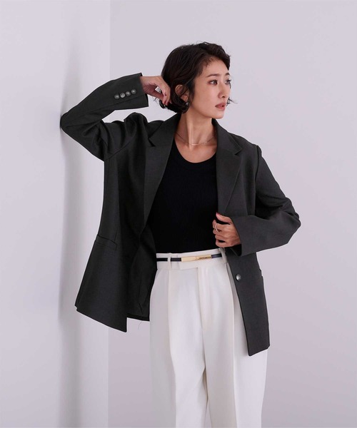 UR'S（ユアーズ）の「テーラードシングルジャケット（テーラードジャケット・レディース・ライトグレー/ブラック/アイボリー・S/M/L）」の10枚目の写真